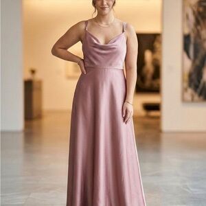 Christian Siriano Mauve Satin Maxi Dress